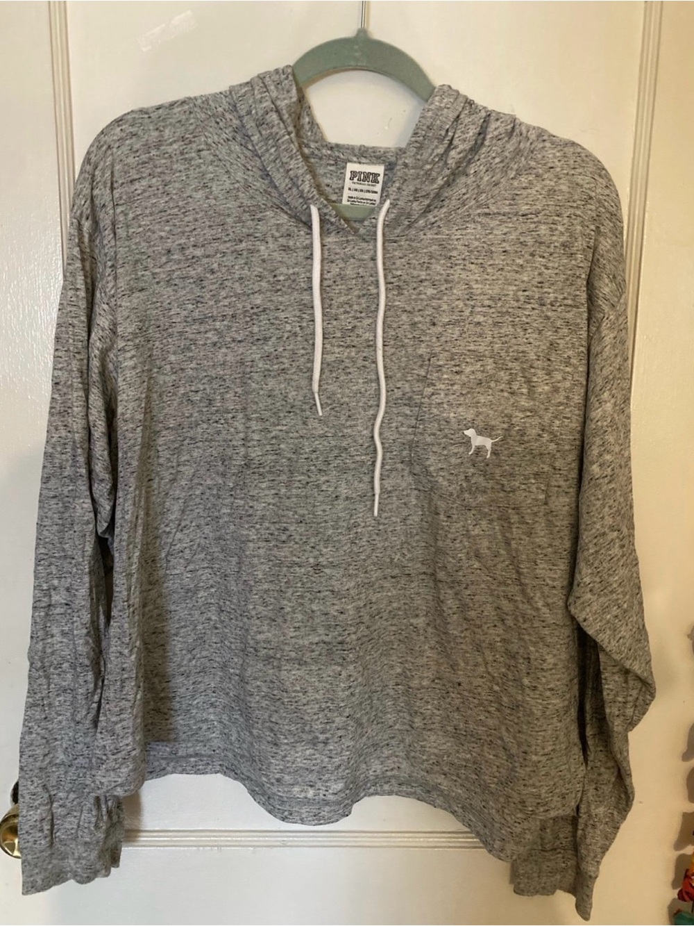 Victoria's Secret PINK heathered grey crop pullover hoodie size extra large
